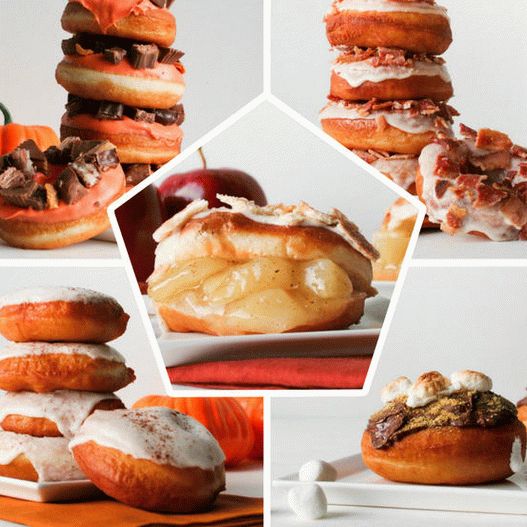 Foto de 5 donuts para a mesa de outono