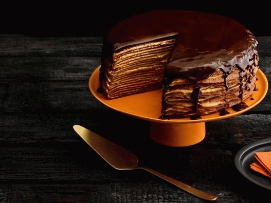 Bolo de panqueca com chocolate e abóbora