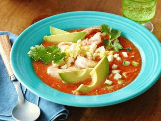 Foto de gaspacho com camarão