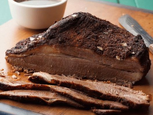 Foto de um peito de carne no estilo do Texas