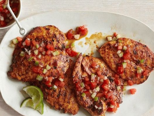 Peito de frango picante com molho de salsa