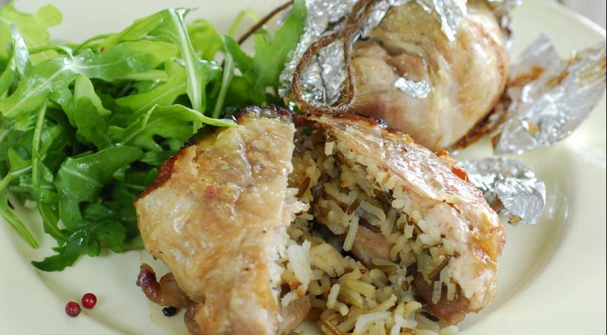 Sacos de frango com arroz