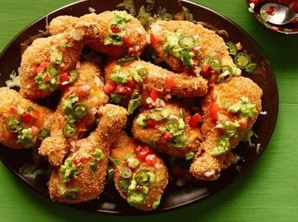 Foto Pernas de frango empanadas com salgadinhos de milho e queijo