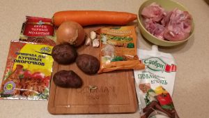 Frango e costeletas de legumes