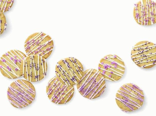 Foto, biscoitos lavanda, cobertura branca, chocolate