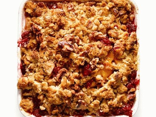 Foto do prato - crumble de maçã e framboesa com cobertura de aveia