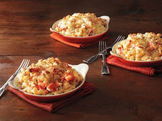 Foto do prato - macarrão Kavatappi com carne de lagosta assada em molho de queijo