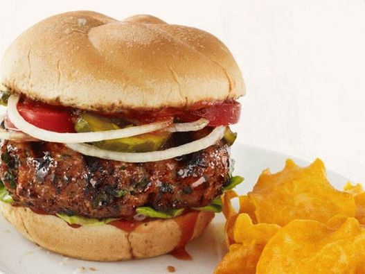 Hambúrgueres com purê de frutas