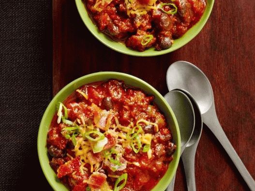 Pratos fotográficos - Chili com carne com cerveja