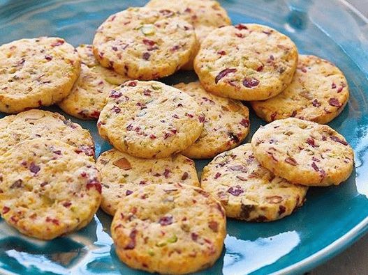 Foto do prato - biscoitos com queijo, cranberries e pistache