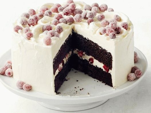 Bolo de chocolate e amêndoa com cranberries em açúcar