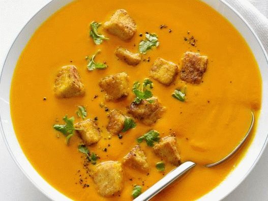 Cenoura - sopa de purê de gengibre e tofu