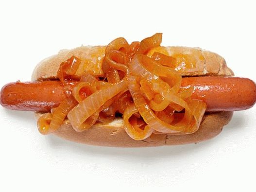 Cachorro-quente de cebola caramelizada