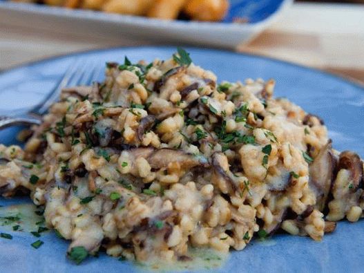 Foto do prato - risoto de cevada com cogumelos e abóbora