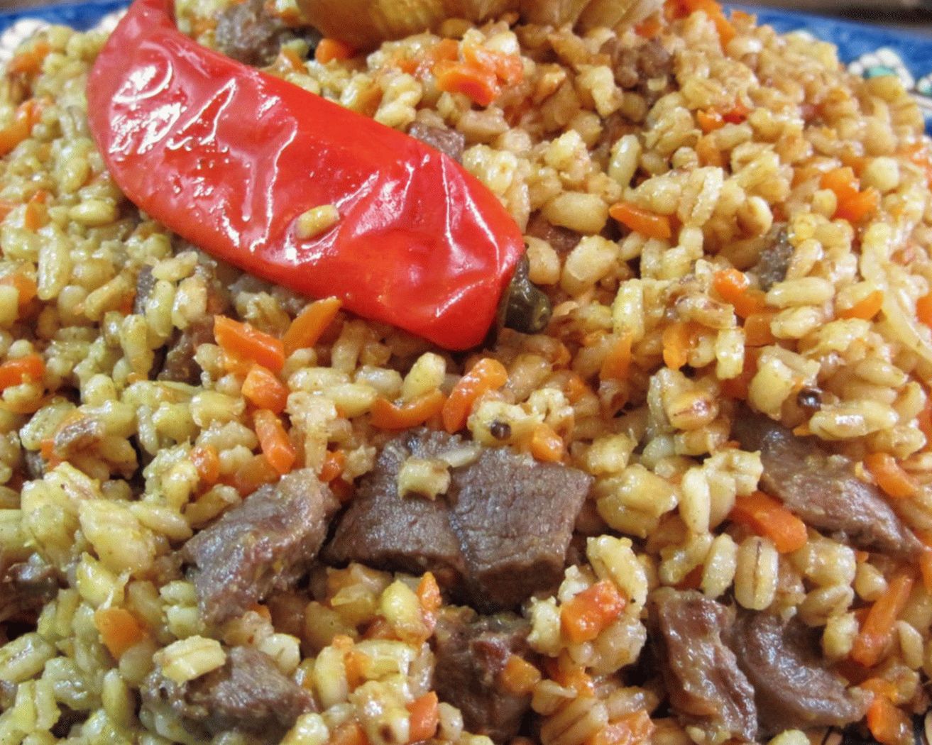 Mingau de cevada com carne
