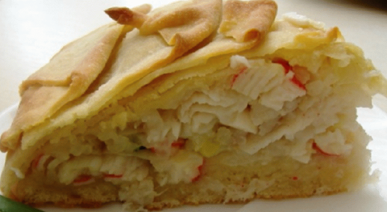Torta de peixe e arroz