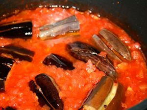Polenta com berinjela