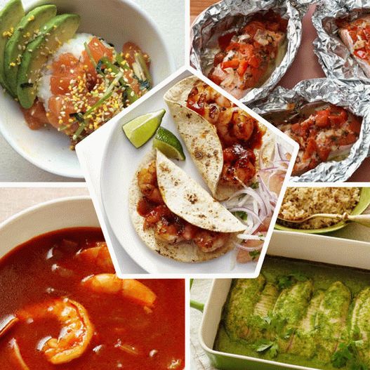 Foto Pratos saudáveis   com peixe e frutos do mar