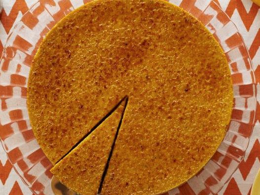 Cheesecake de abóbora de queijo cottage com creme brulee