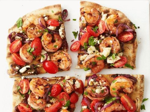 Foto - Pizza grelhada com camarão