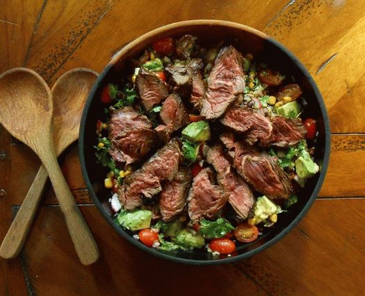 Salada de fotos com carne e feijão