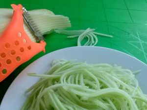 Espaguete de alimentos crus