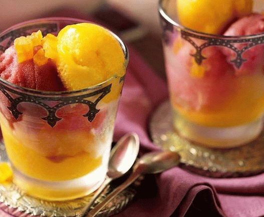 Sorbet de fotos de manga e água de rosas