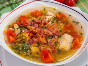 Sopa de purê e bacon