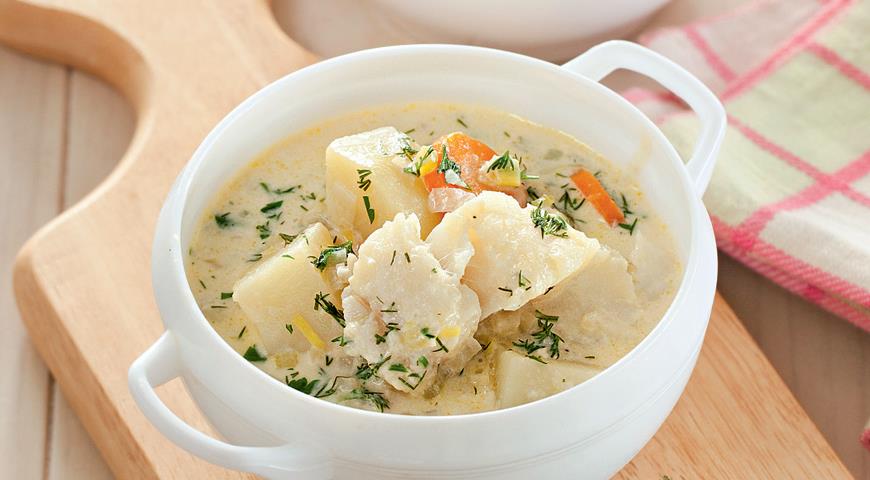 Sopa cremosa de bacalhau