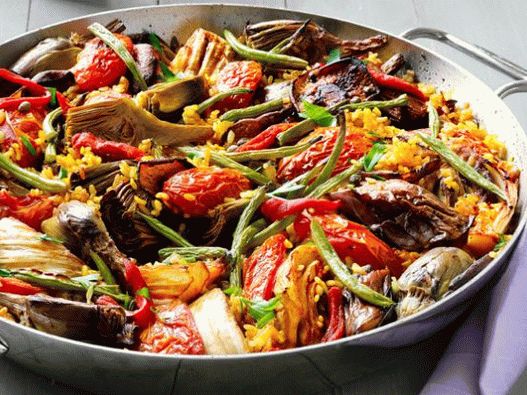 Paella de foto vegetariana