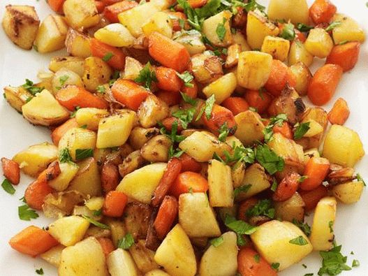 Foto de vegetais de raiz cozidos