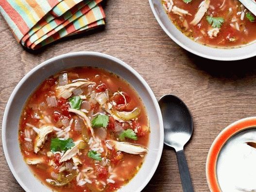Arroz mexicano e canja de galinha